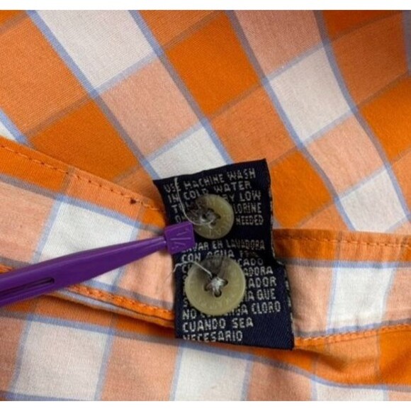 Phat Farm Y2K Button Shirt Cotton Orange Plaid Street Skater Hip Hop 2XL XXL - Picture 15 of 15